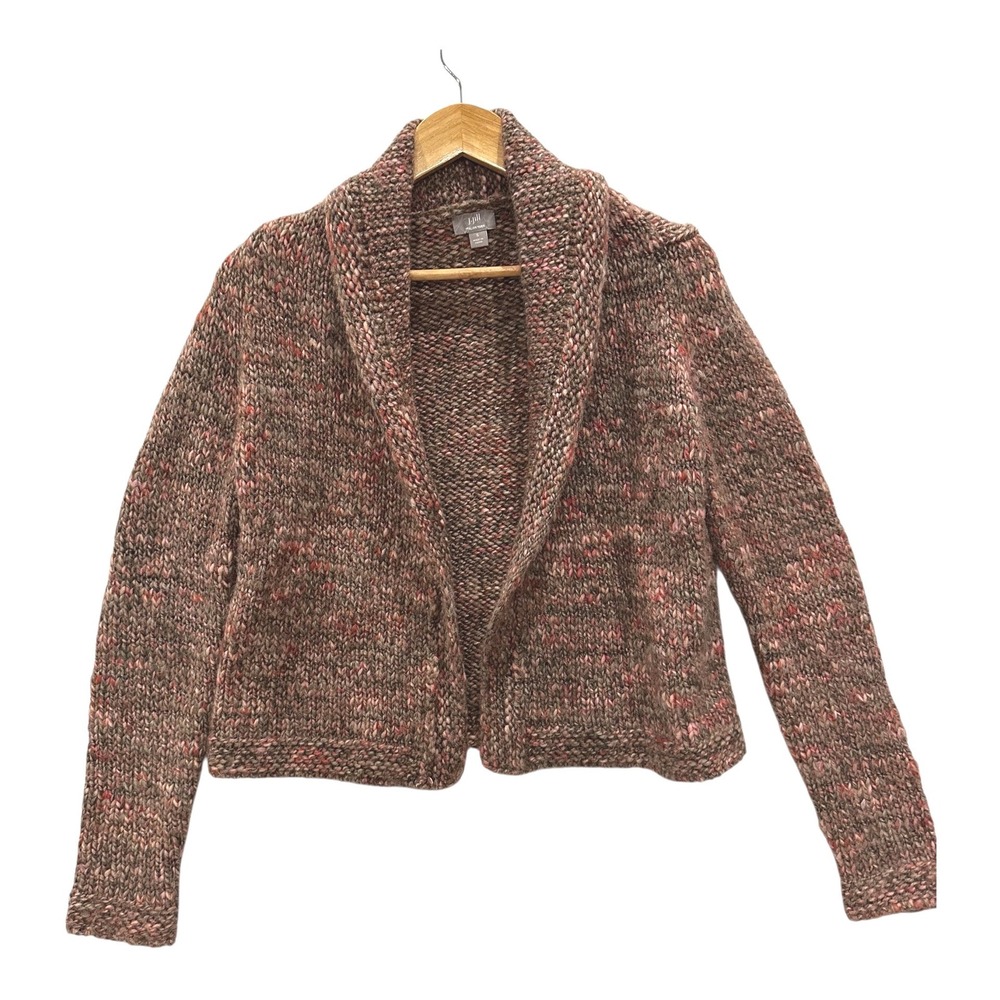 J. Jill Italian Yarn Wool Alpaca Blend Shawl Collar Marled Knit Cardigan Small